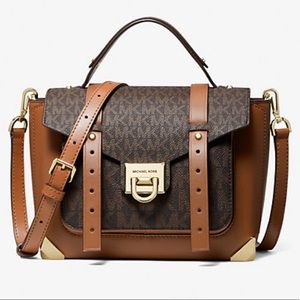 Michael Kors Manhattan Medium Leather and Logo Satchel